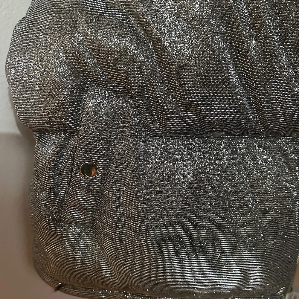 NWT POSTER GIRL Silver Glittery Puffer Jacket - Picture 4 of 4
